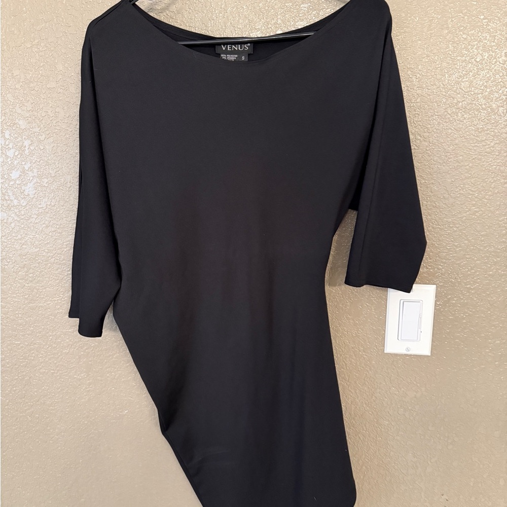 VENUS Elegant Black Long Sleeve Top/Mini Dress
